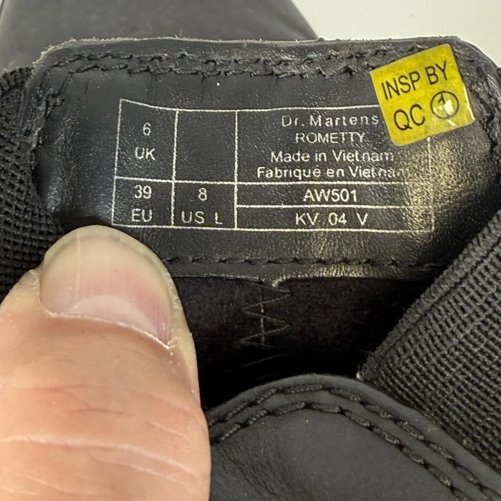 Dr Martens Boots Womens 8 Black Rometty Leather Platform Chelsea Ankle Lug Sole